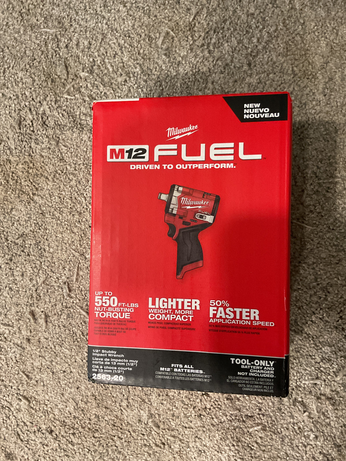 Milwaukee 2563-20 — M12 FUEL Stubby 1/2" Impact Wrench — New in Box