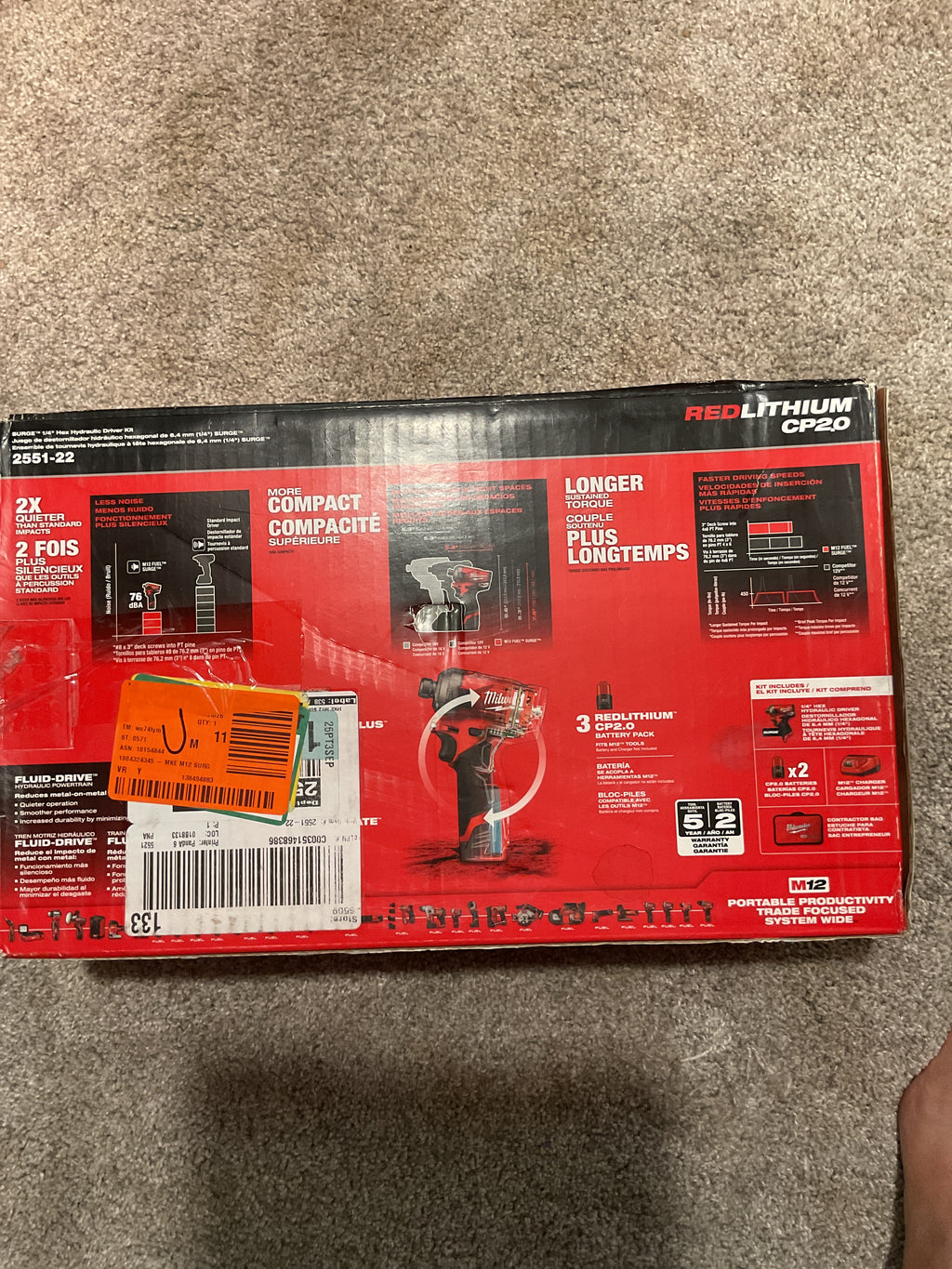 2551-22 — MILWAUKEE M12 FUEL SURGE 1/4 in. Hex Impact Driver Kit