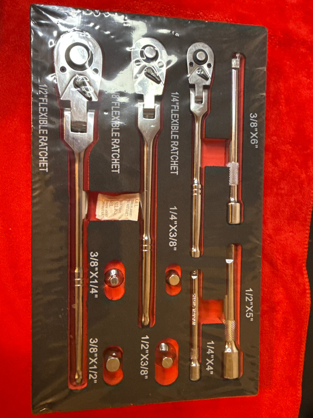 UNBRANDED JFK101 3 PC FLEXIBLE RATCHET SET WITH EXTENSIONS- 1/4-IN., 3/8-IN. & 1/2 IN.