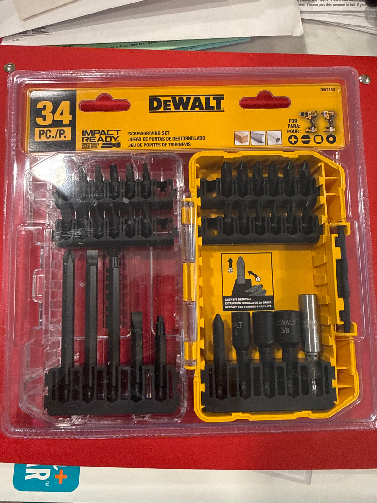 Juego de brocas y accesorios para atornillar DeWalt DW2153 IMPACT READY de 34 piezas