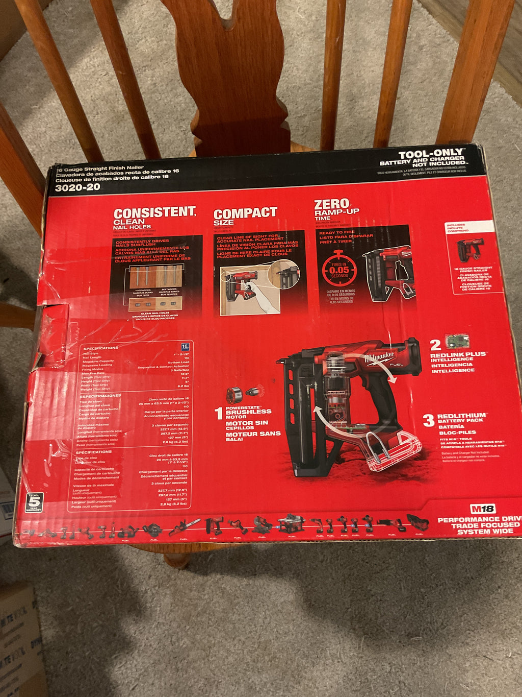 3020-20 — MILWAUKEE M18 FUEL 16-Gauge Straight Finish Nailer - Tool Only