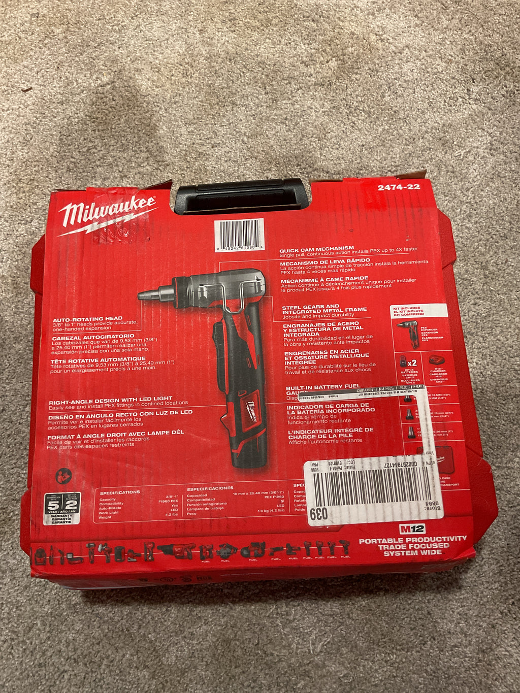 MILWAUKEE 2474-22 M MSRP $499 12 FUEL ProPEX Expansion Tool Kit with Batteries, Heads and Case