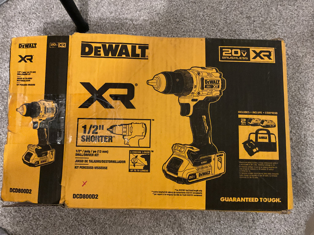 Taladro/destornillador sin escobillas DEWALT DCD800D2 20V MAX XR de 1/2 pulg. Kit