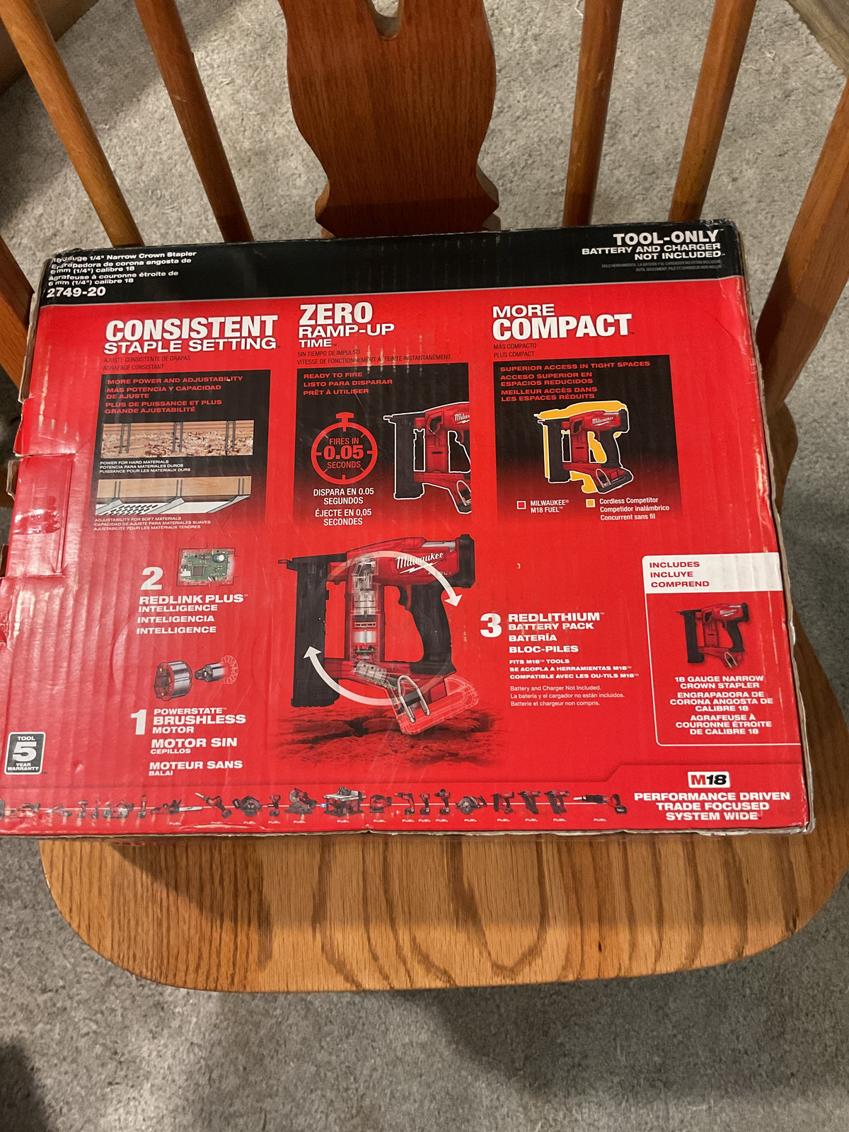 2749-20 — MILWAUKEE M18 FUEL 18-Gauge Narrow Crown Stapler - Tool Only