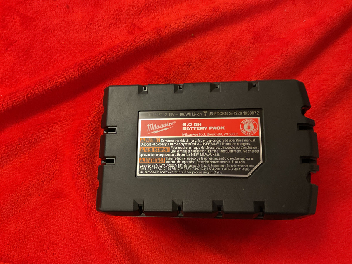 MILWAUKEE 48-11-1865  MSRP $199  M18 REDLITHIUM HIGH OUTPUT XC 6.0Ah Battery (MSRP $199)