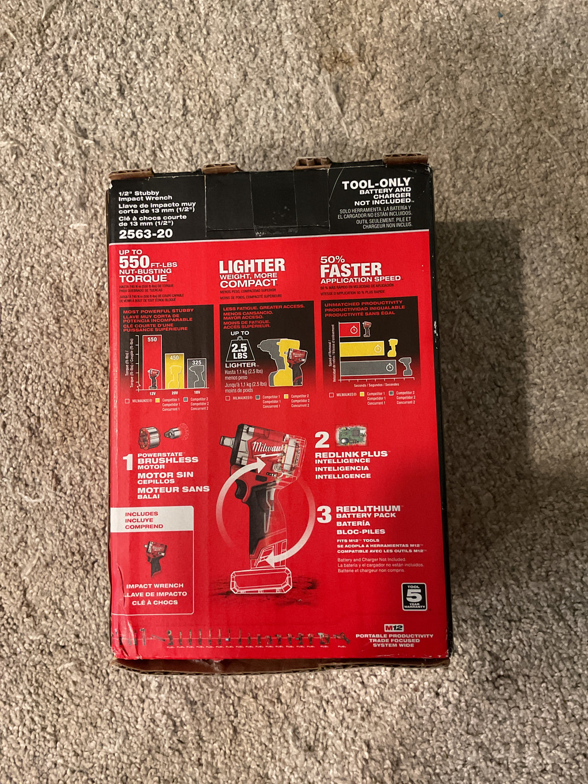 Milwaukee 2563-20 — M12 FUEL Stubby 1/2" Impact Wrench — New in Box