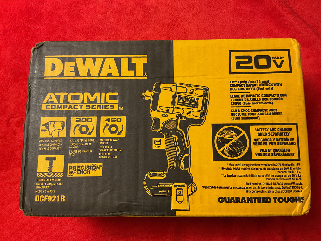 DEWALT DCF921B ATOMIC 20V MAX Llave de impacto compacta sin escobillas de 1/2 pulg. — Stock abierto (PVP $239)