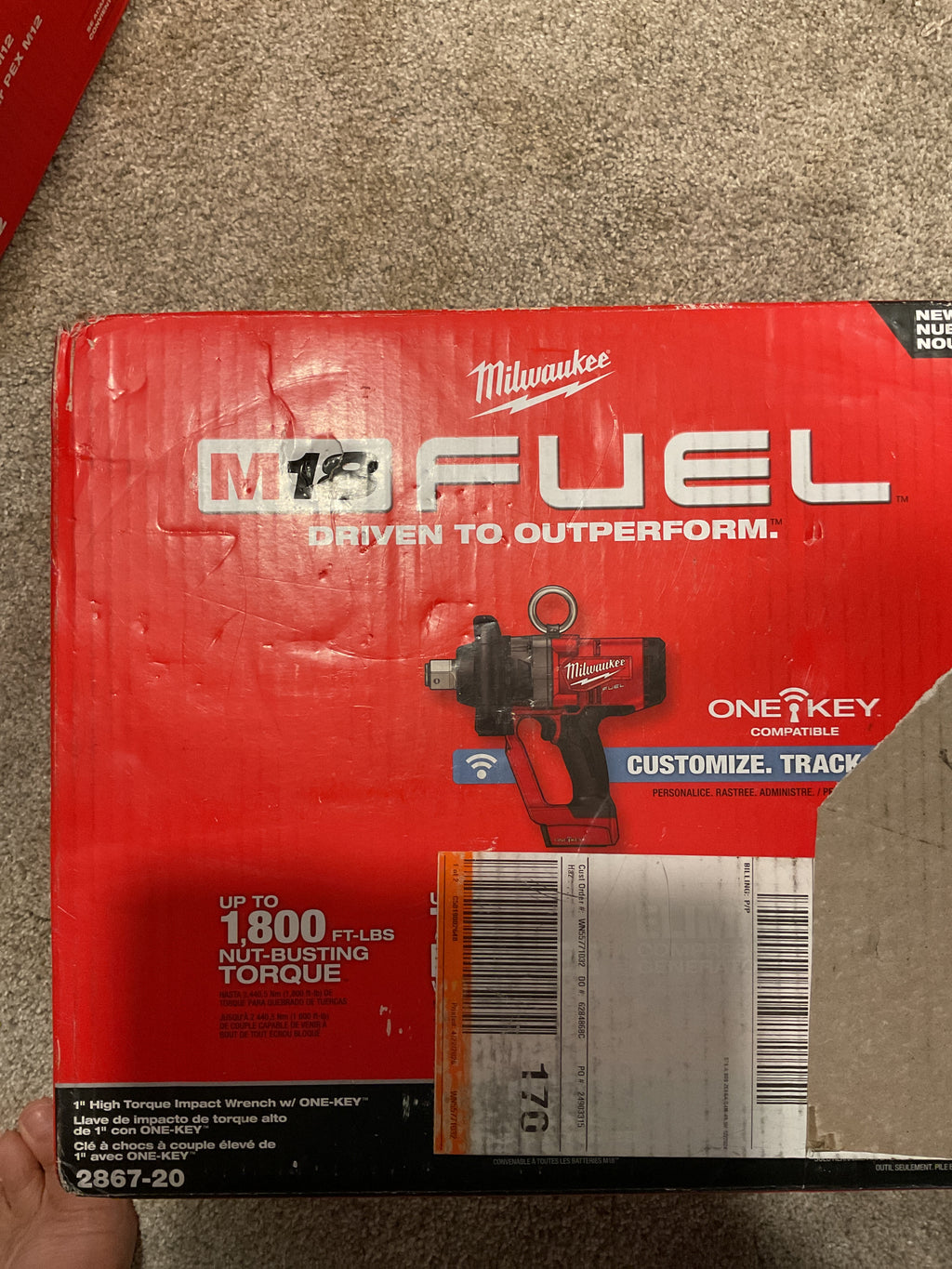 2867-20 — MILWAUKEE M18 FUEL ONE-KEY 1" High-Torque Impact Wrench - Tool Only