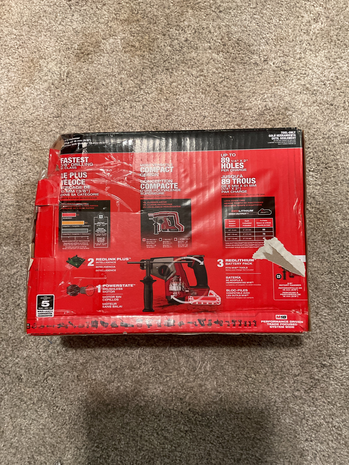 2908-20 — MILWAUKEE M18 FUEL 5/8" SDS-Plus Rotary Hammer - Tool Only