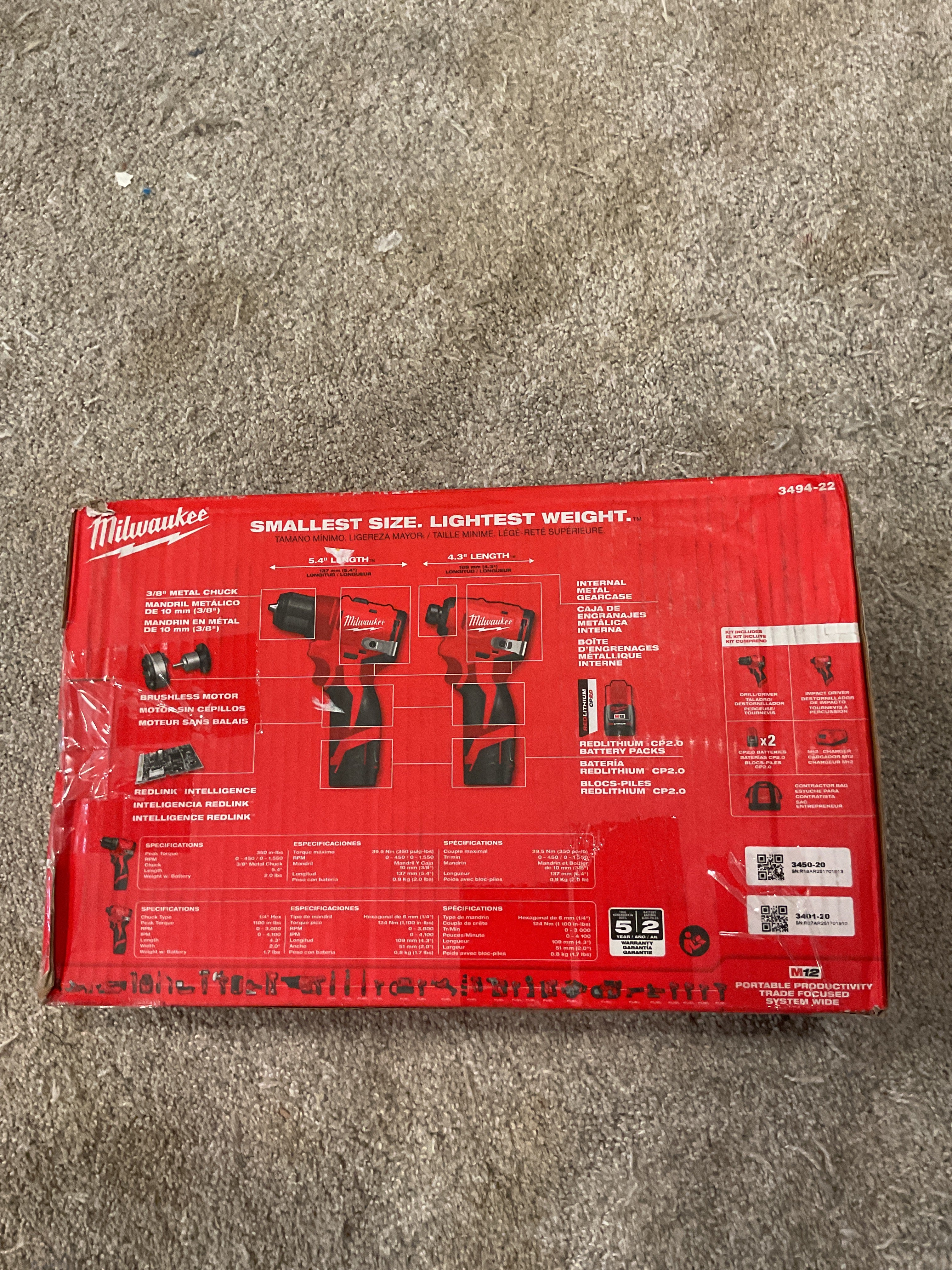 3494-22 — MILWAUKEE M12 Brushless Subcompact Drill + Impact Driver 2-Tool Combo Kit