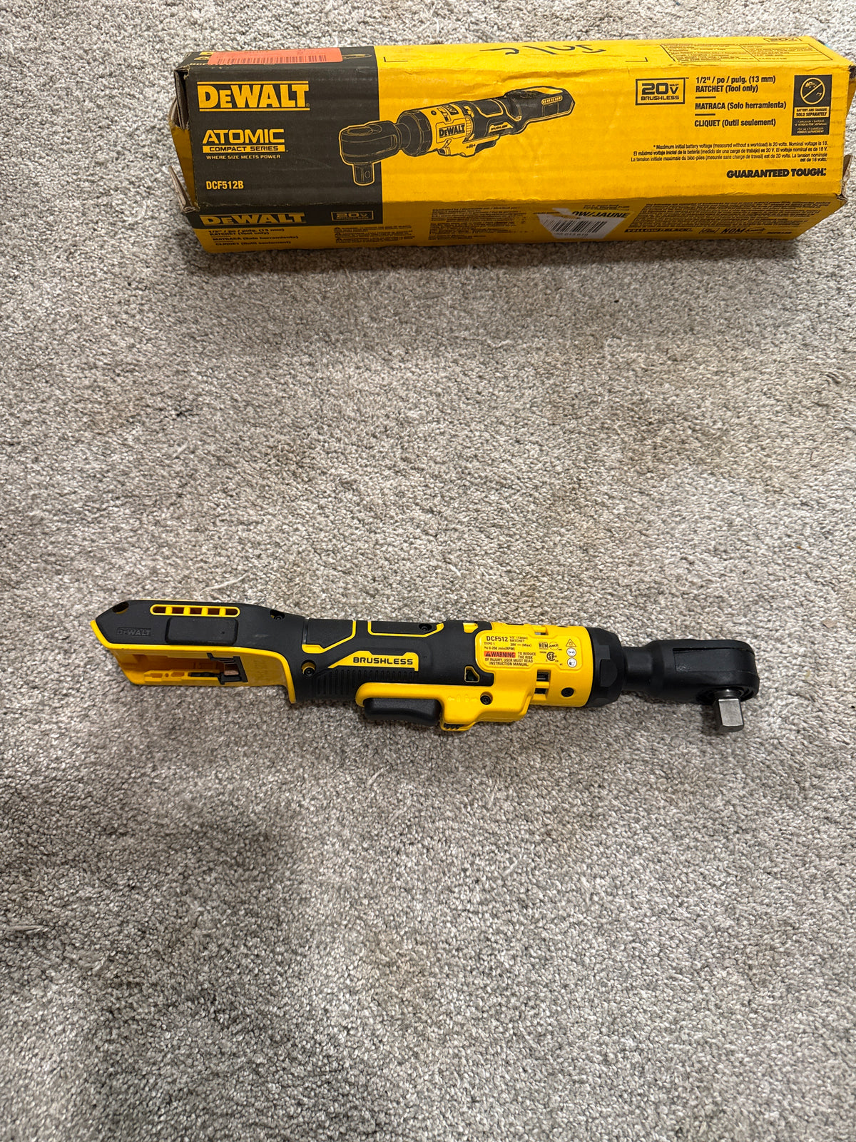 DEWALT DCF512B — 20V MAX ATOMIC Brushless 1/2" Ratchet — New in Box, Tested