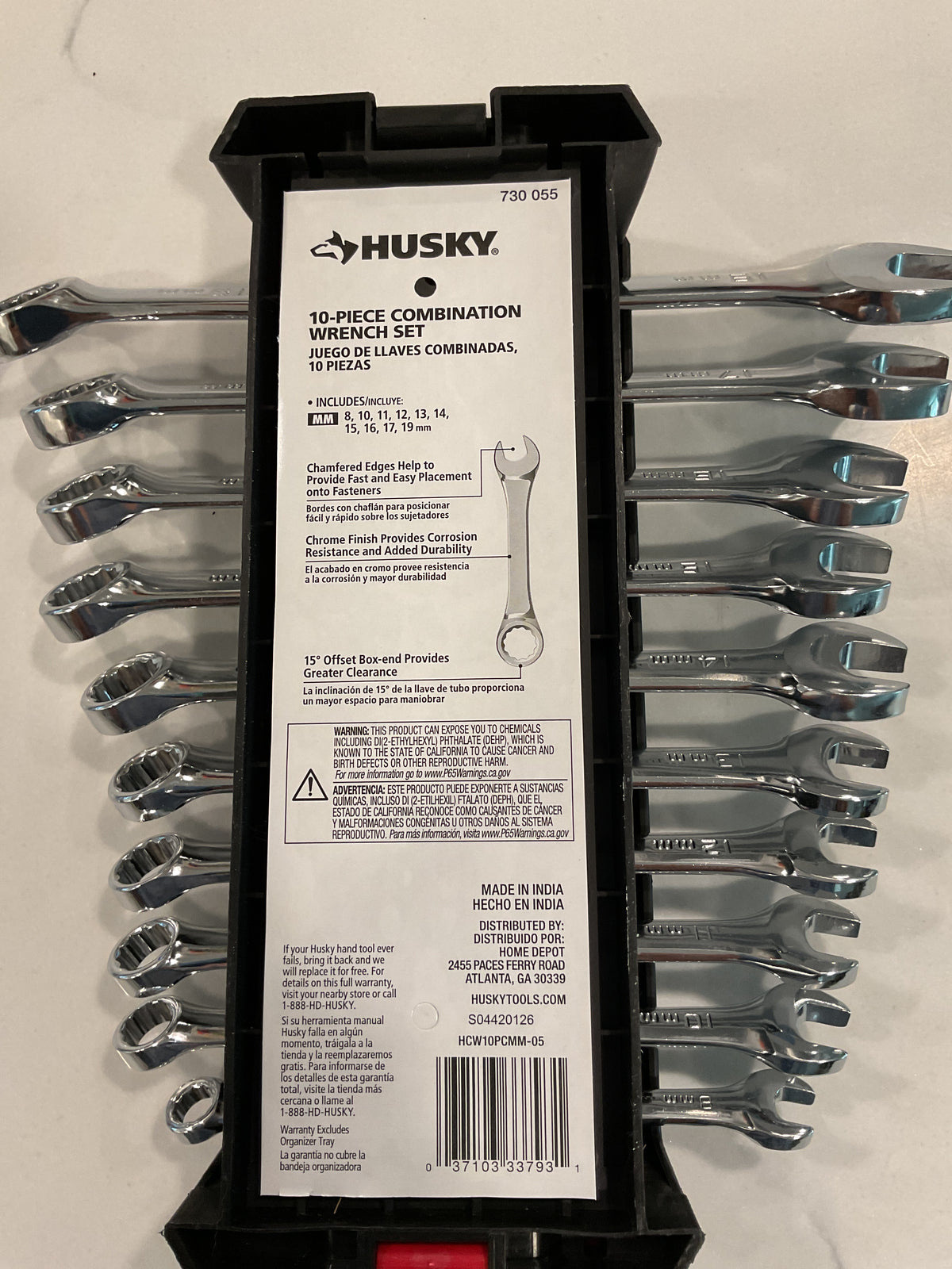 HUSKY HCW10PCMM-05 10-Piece Metric Combination Wrench Set — NEW