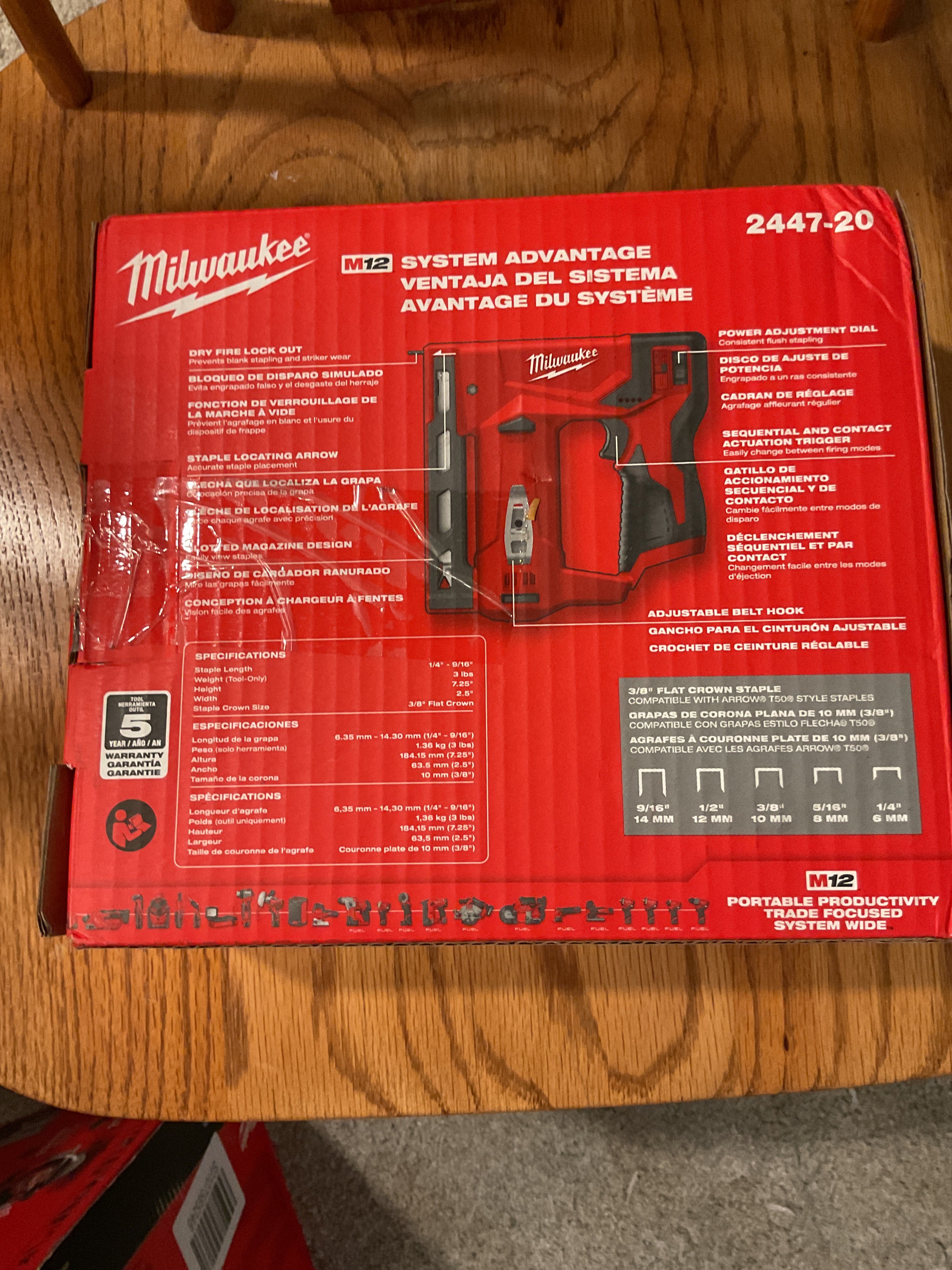 2447-20 — MILWAUKEE M12 3/8" Crown Stapler - Tool Only