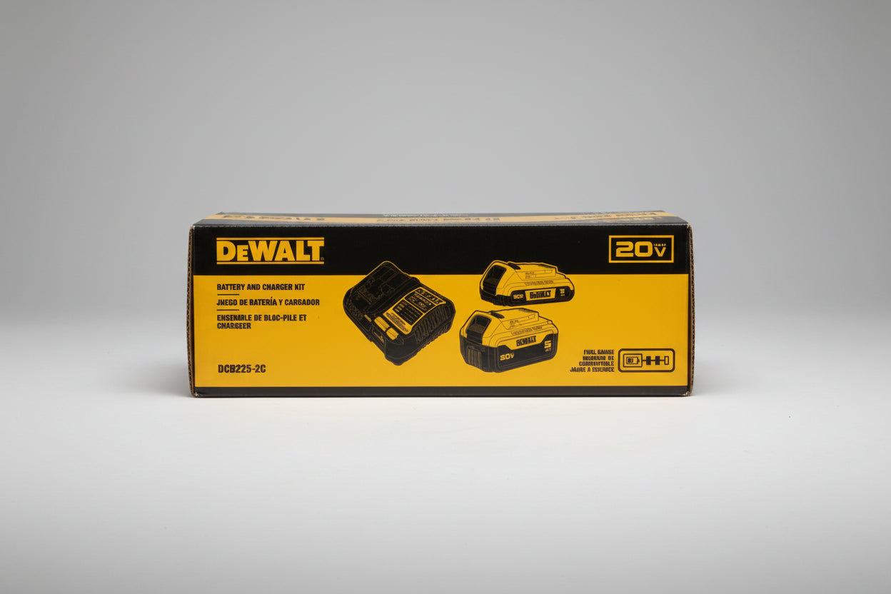 DeWalt DCB225-2C 20V MAX Battery Starter Kit — 5.0Ah and 2.0Ah Batteries with Charger