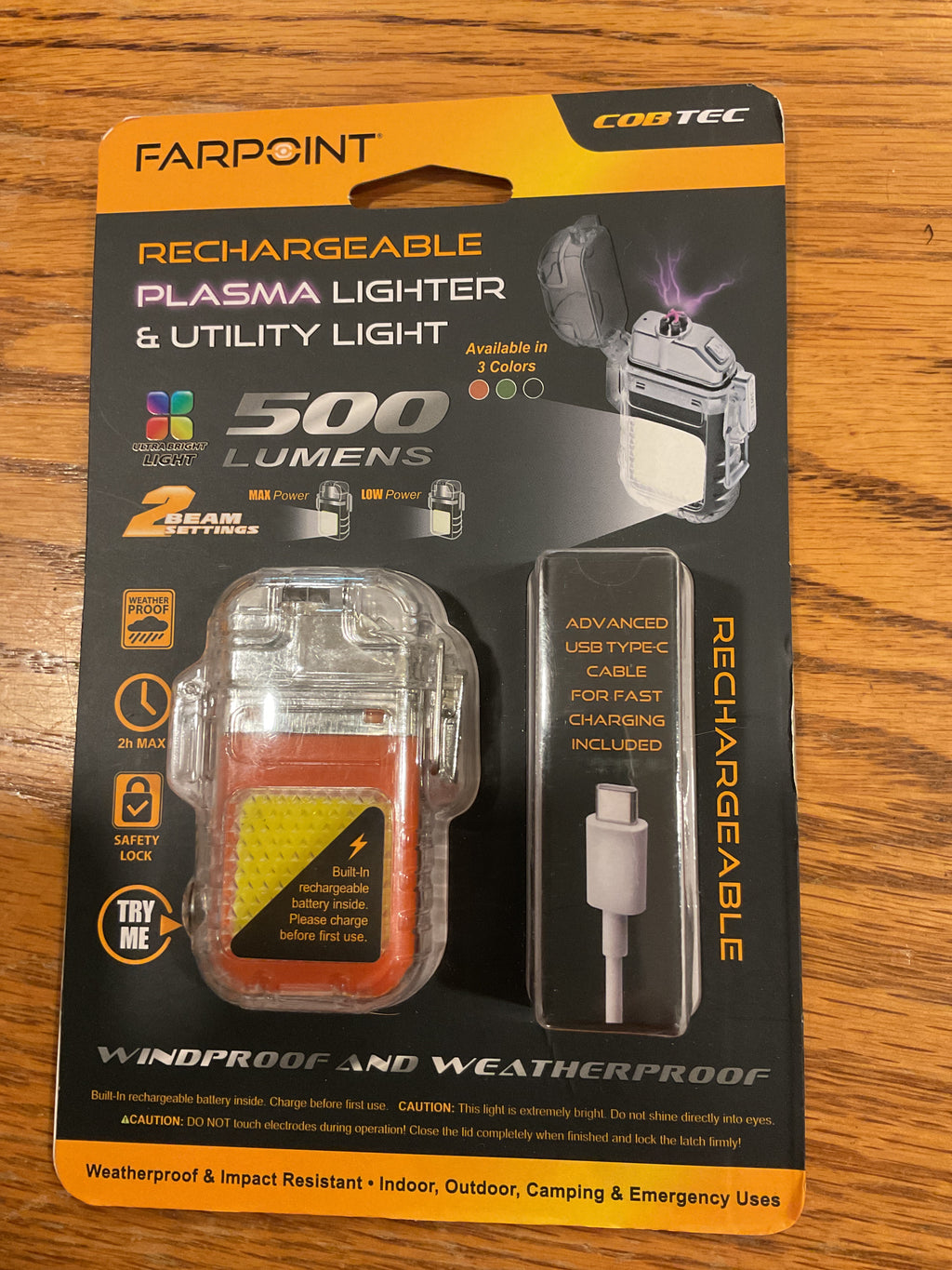 FARPOINT FLFL52012 RECHARGEABLE PLASMA LIGHTER AND UTILITY LIGHT