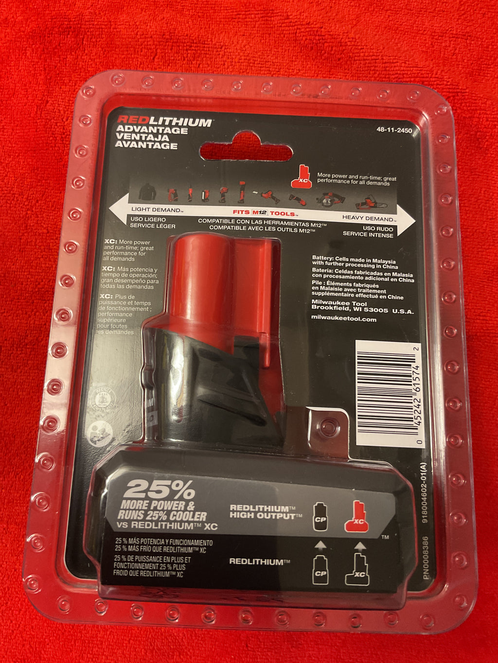 MILWAUKEE 48-11-2450 Batería M12 REDLITHIUM HIGH OUTPUT XC5.0 (PVP $129)