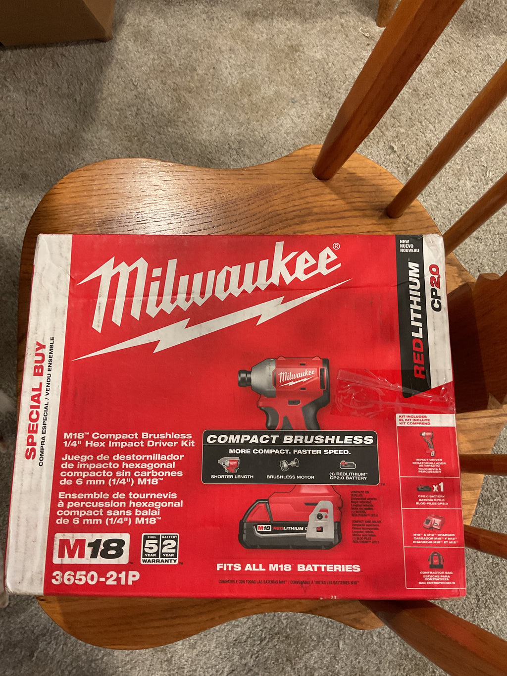 3650-21P — MILWAUKEE 3650-21P MSRP $199 M18 Compact Brushless Impact Driver Kit