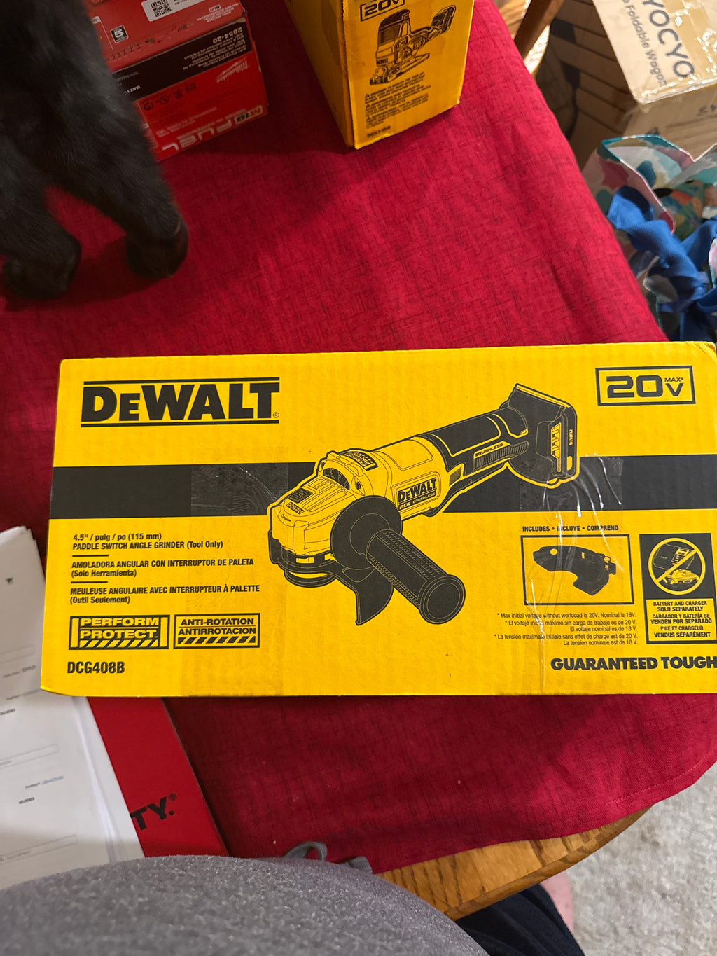 DEWALT DCG408B 20V MAX Brushless 4-1/2" Paddle Switch Angle Grinder – Tool Only