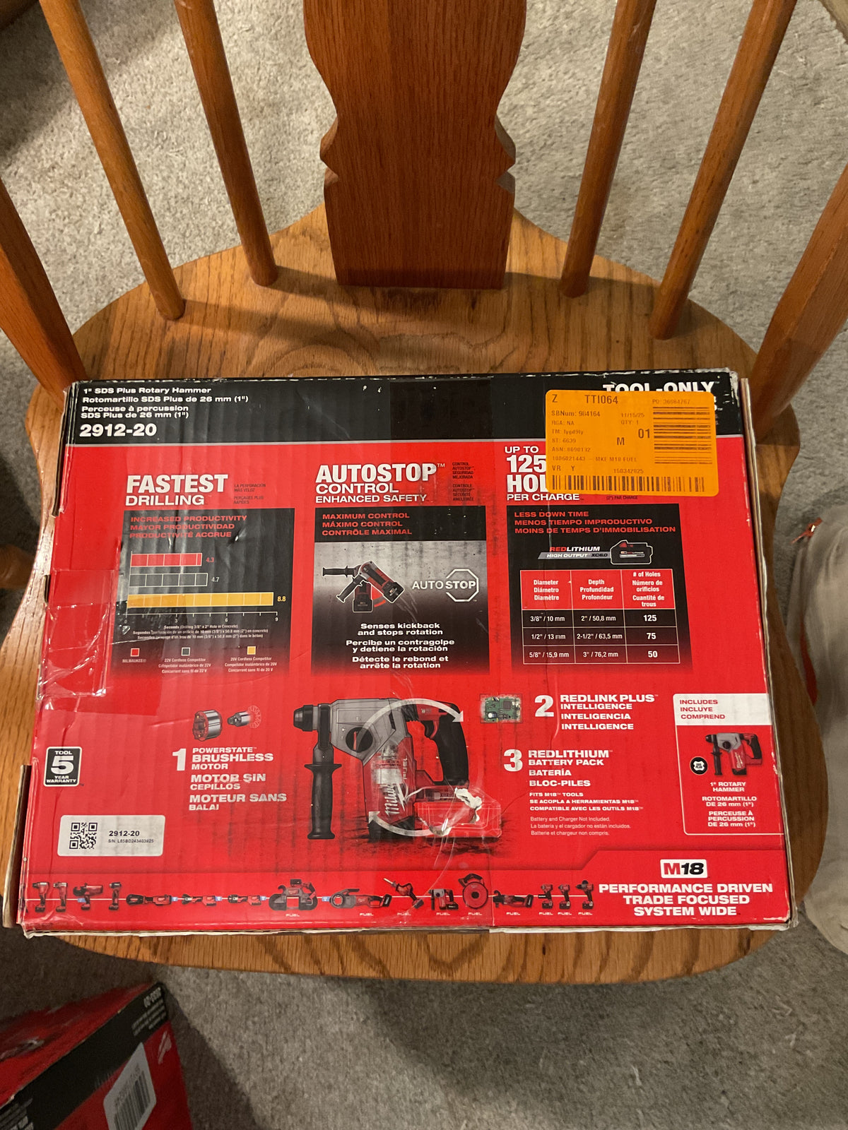 2912-20 — MILWAUKEE M18 FUEL 1" SDS-Plus Rotary Hammer - Tool Only