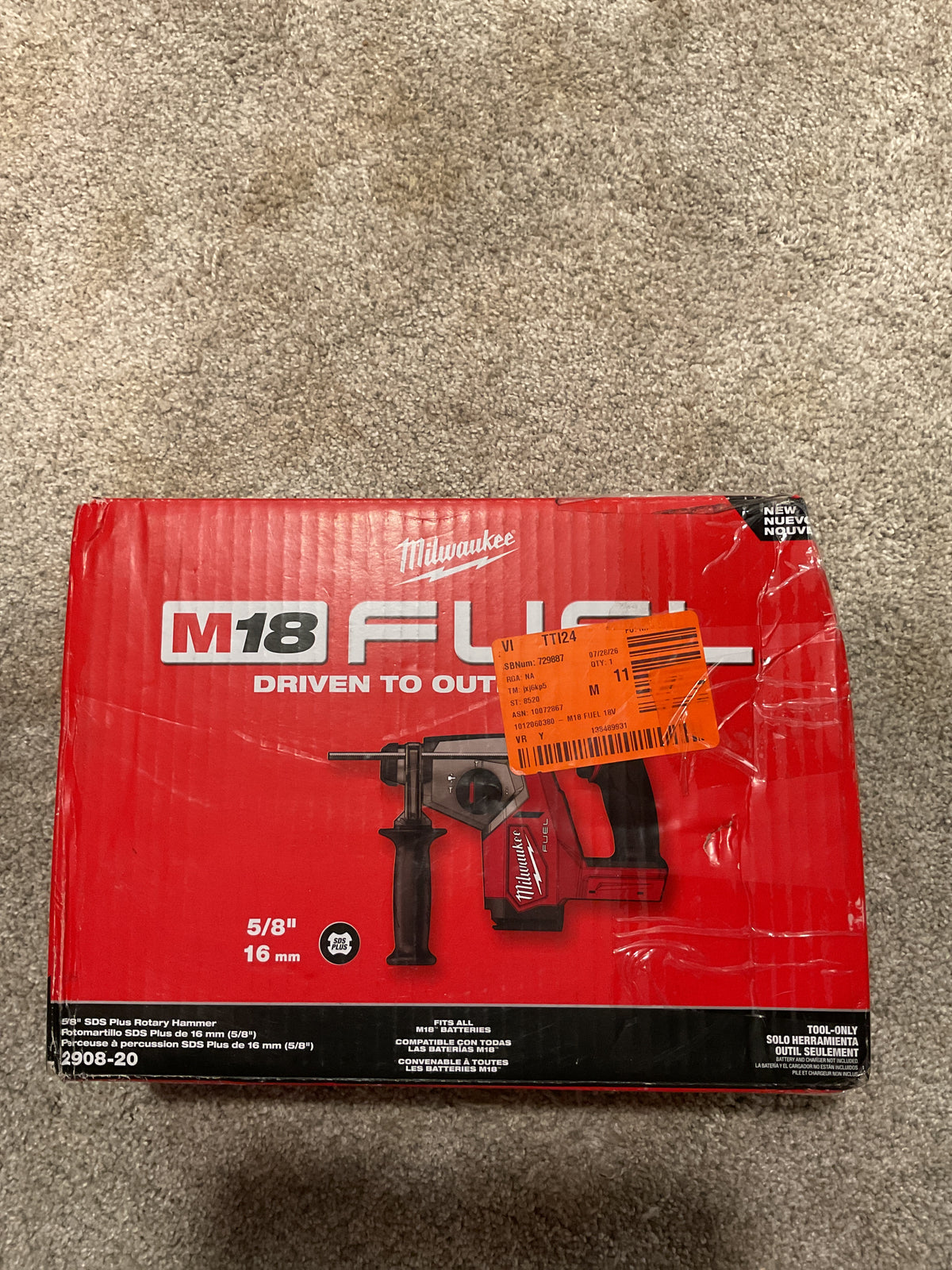 2908-20 — MILWAUKEE M18 FUEL 5/8" SDS-Plus Rotary Hammer - Tool Only