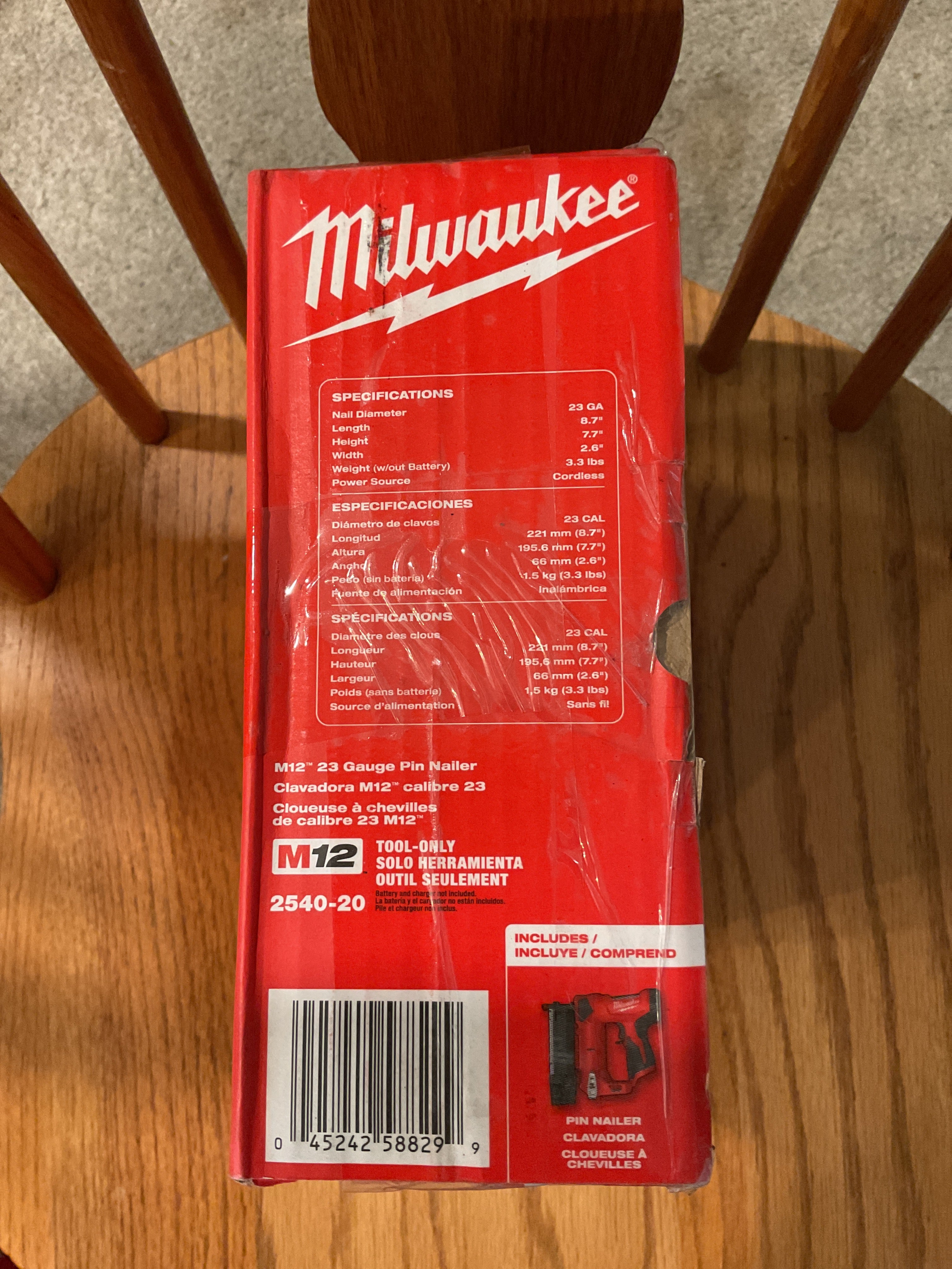 2540-20 — MILWAUKEE M12 23-Gauge Pin Nailer - Tool Only