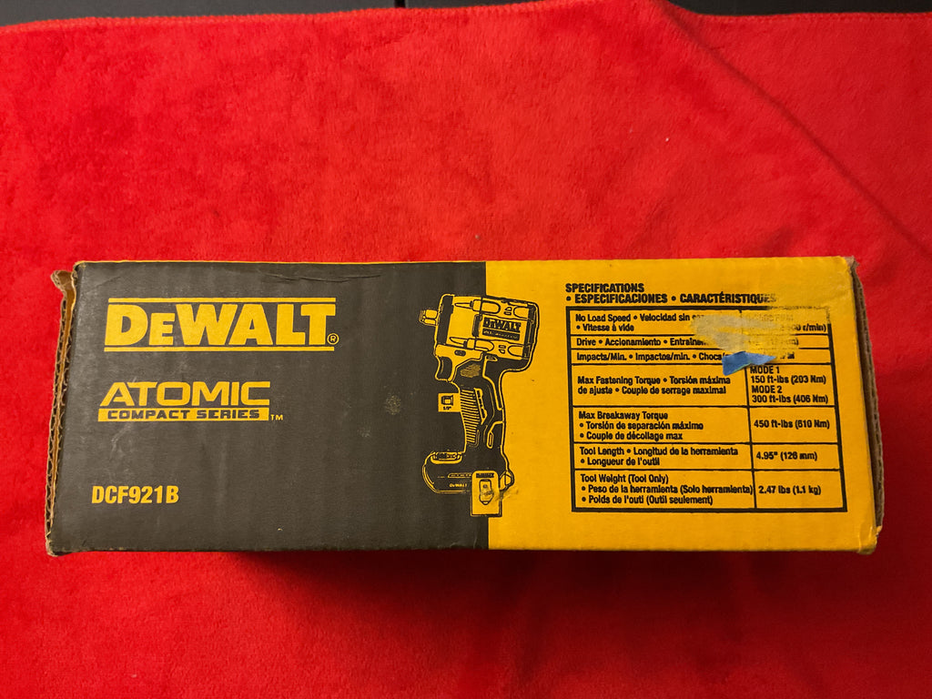 DEWALT DCF921B ATOMIC 20V MAX Llave de impacto compacta sin escobillas de 1/2 pulg. — Stock abierto (PVP $239)