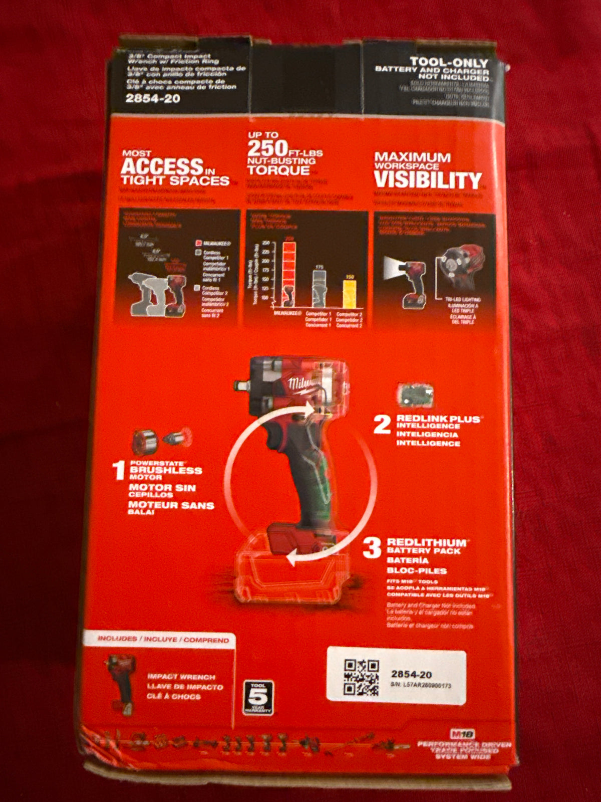 Milwaukee 2854-20 M18 FUEL 3/8" Compact Impact Wrench w/ Friction Ring — Tool Only NEW