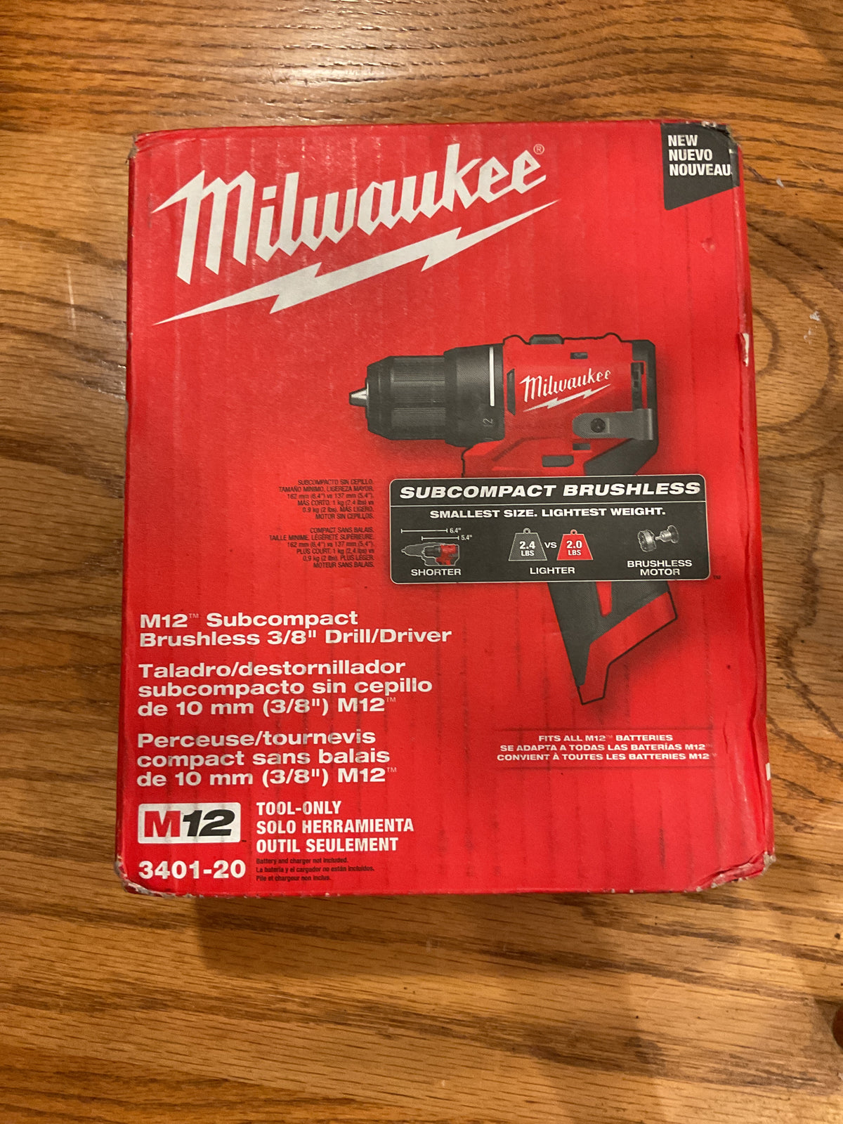 MILWAUKEE 3401-20 MSRP $119 M12 Subcompact Brushless 3/8" Drill/Driver - Tool Only