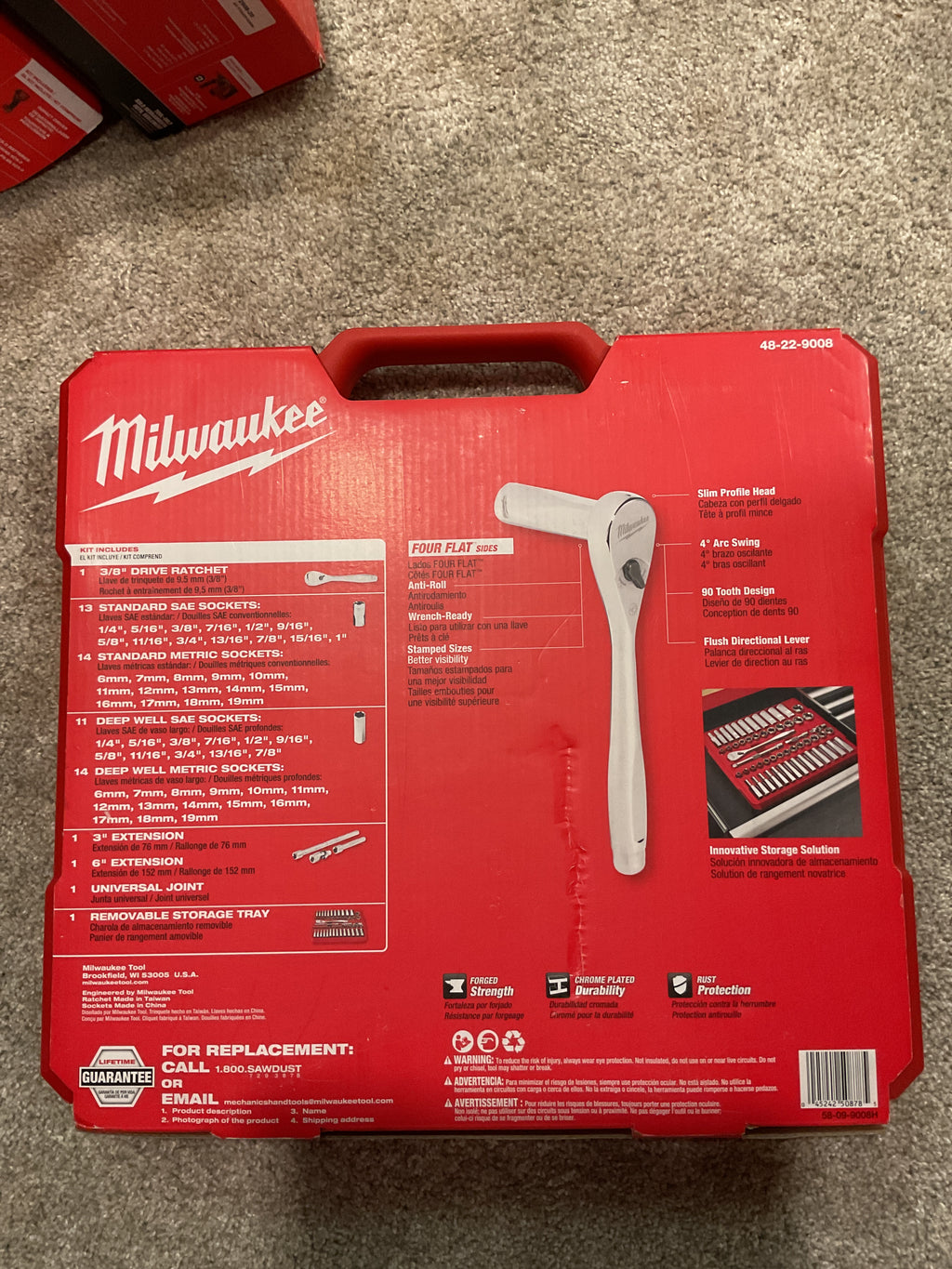 48-22-9008 — MILWAUKEE 3/8" Drive 56-pc Ratchet & Socket Set
