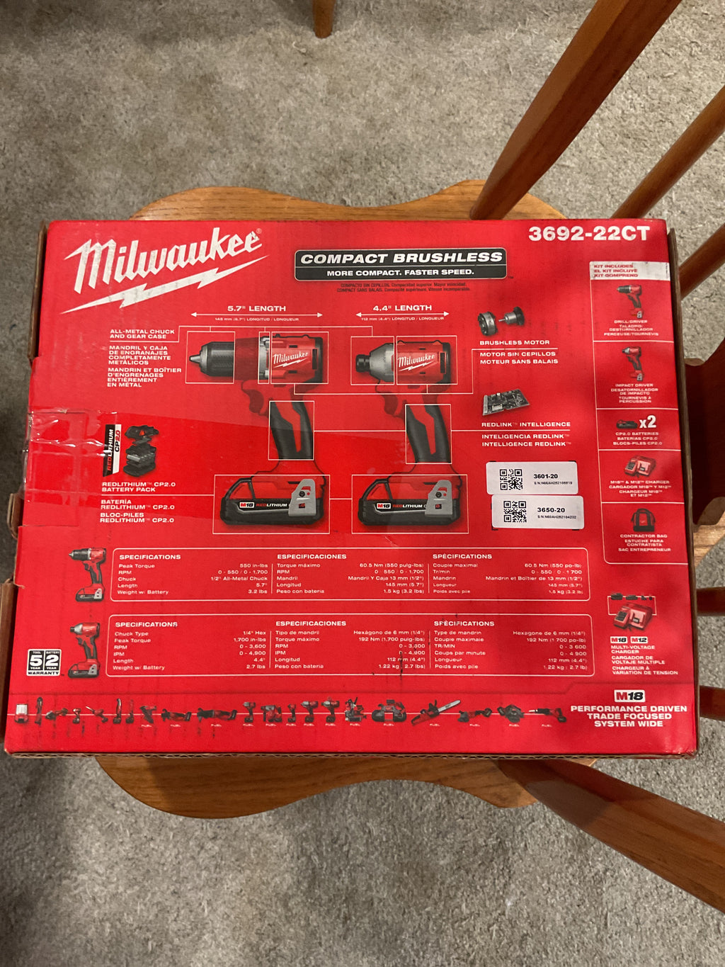 3692-22CT — MILWAUKEE M18 Compact Brushless Drill/Driver + Impact Driver 2-Tool Kit