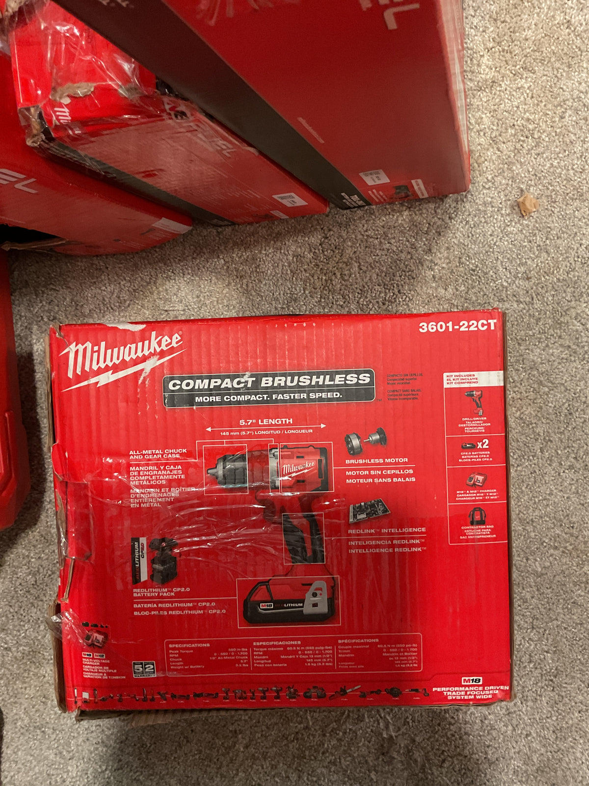 3601-22CT — MILWAUKEE M18 Compact Brushless 1/2" Drill/Driver Kit