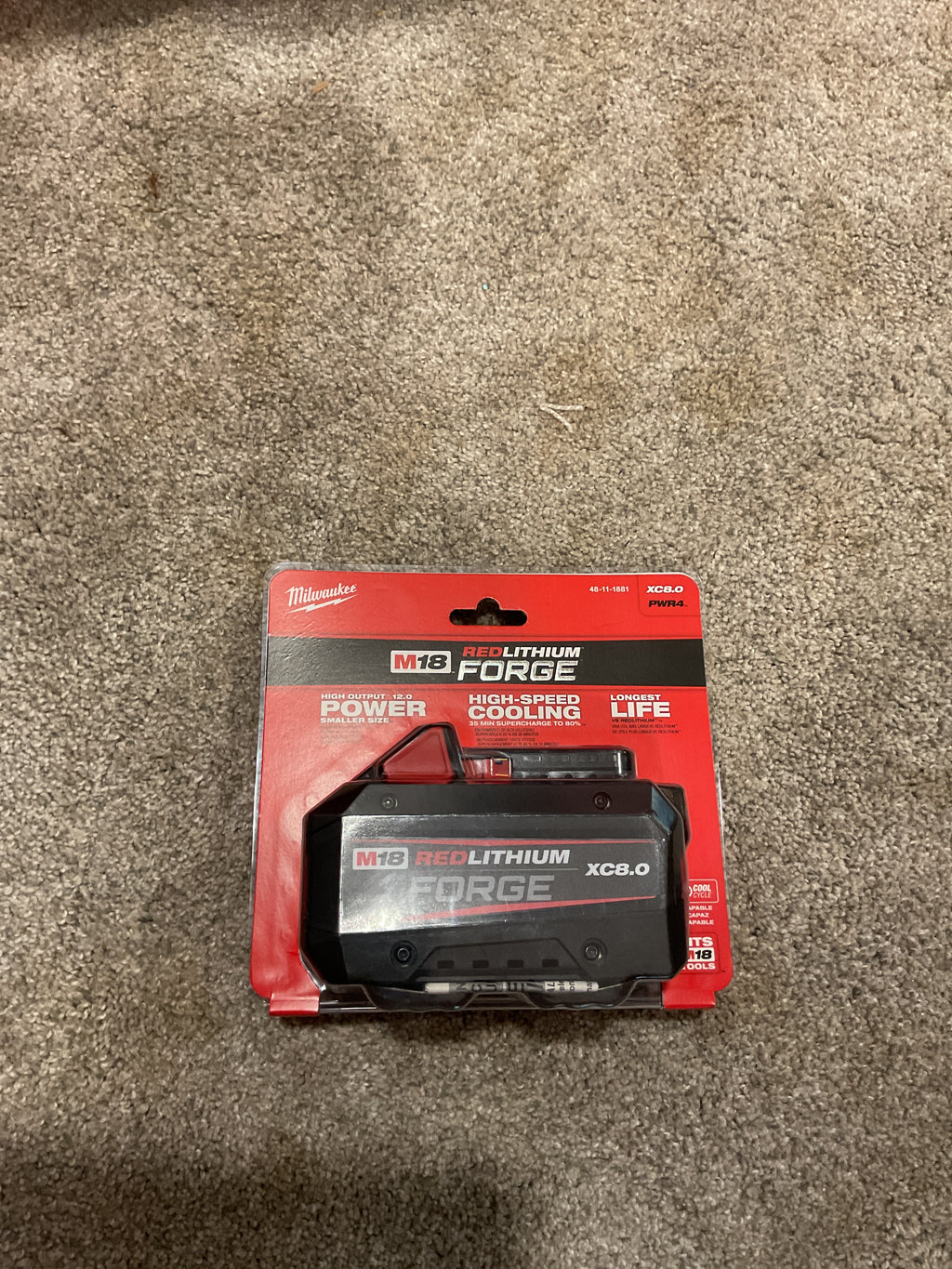 MILWAUKEE 48-11-1881 MSRP $249 M18 REDLITHIUM FORGE XC8.0 Battery Pack
