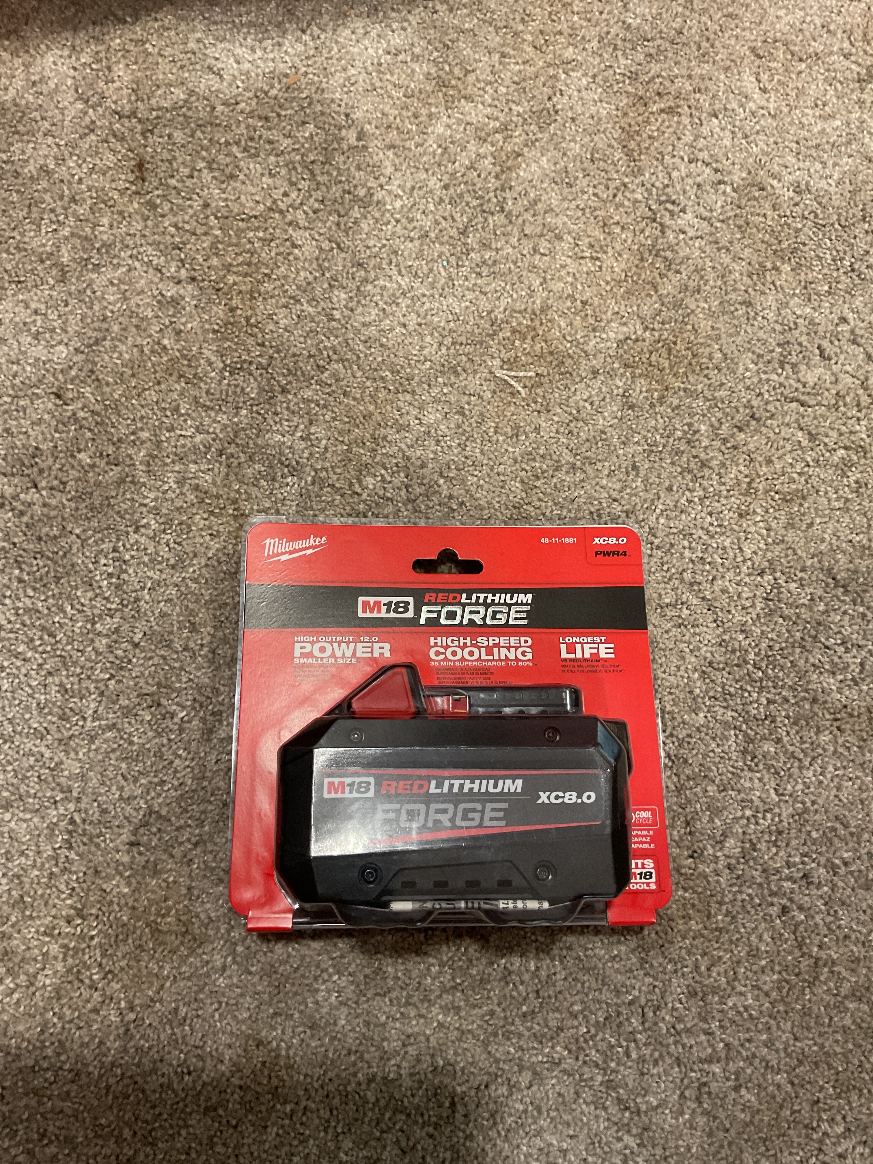 MILWAUKEE 48-11-1881 MSRP $249 M18 REDLITHIUM FORGE XC8.0 Battery Pack