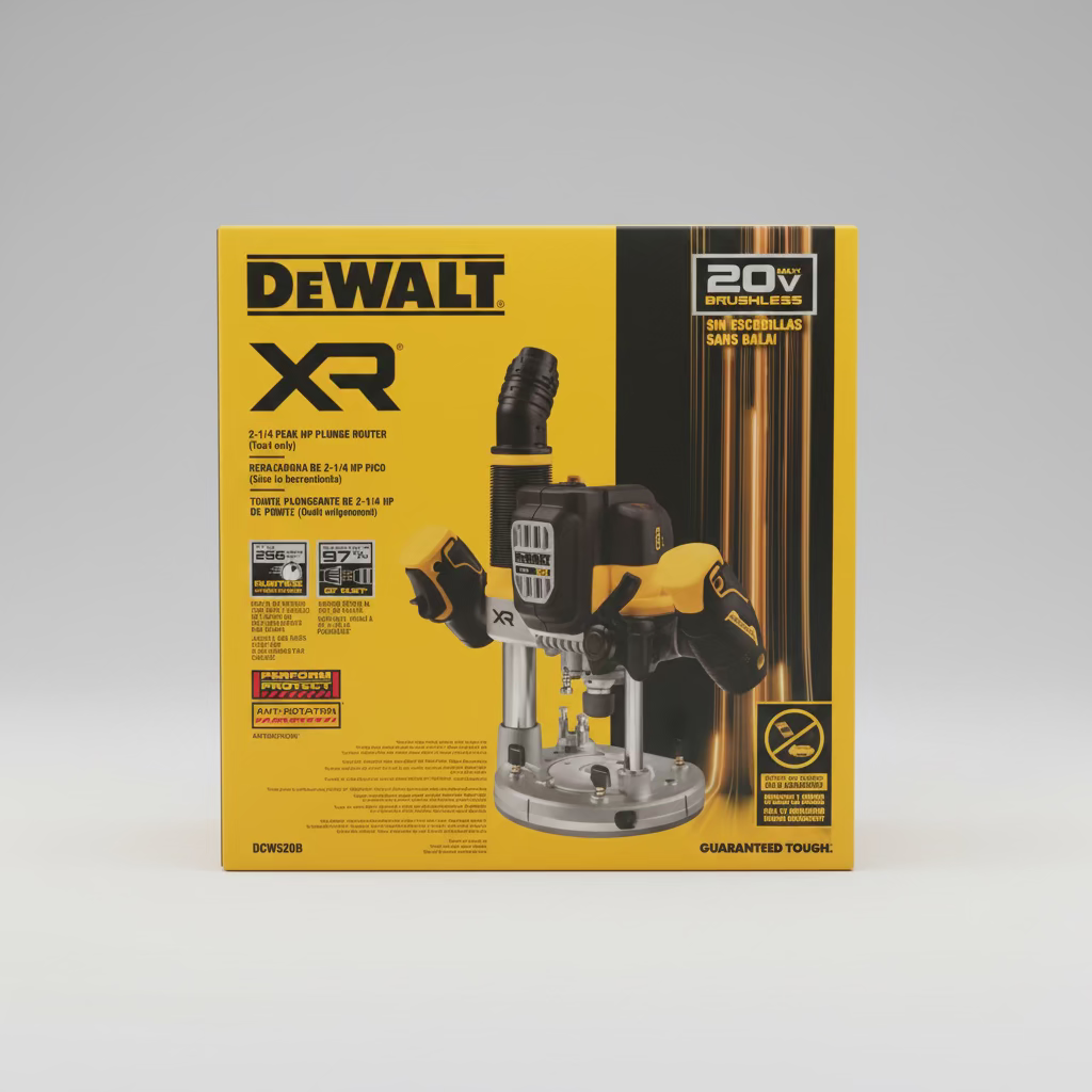 DEWALT DCW620B 20V MAX XR 2-1/4 HP Brushless Plunge Router