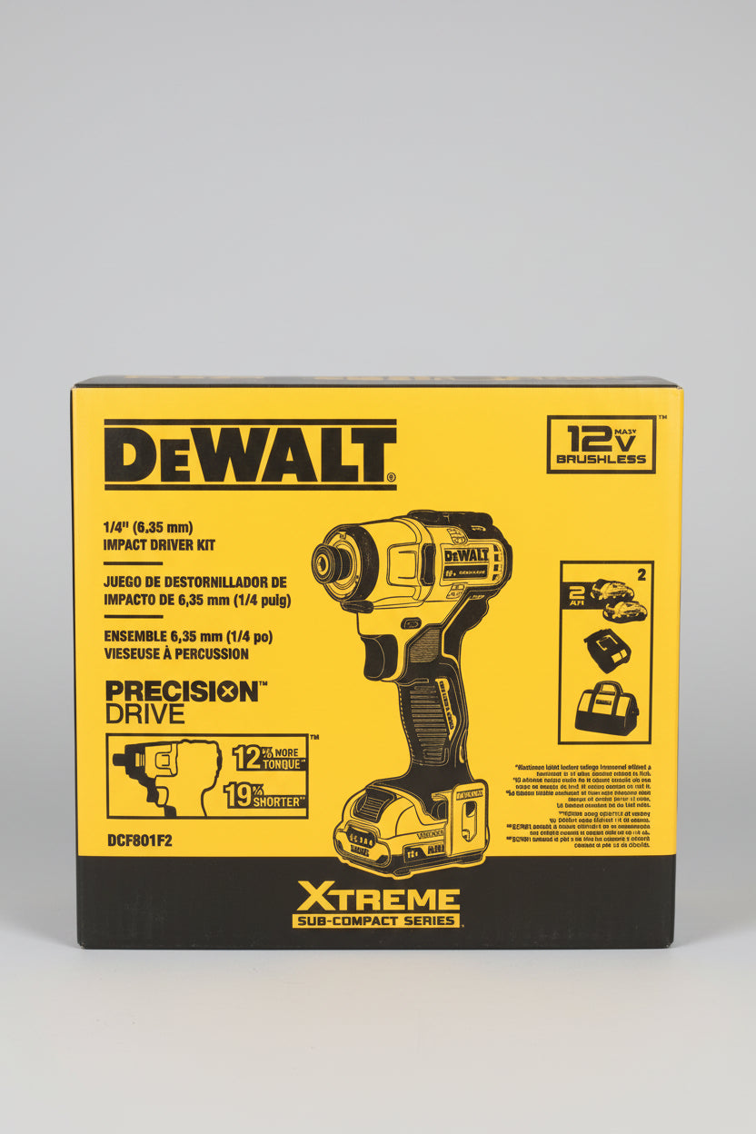 DEWALT DCF801F2 XTREME 12V MAX Brushless 1/4-In Impact Driver Kit