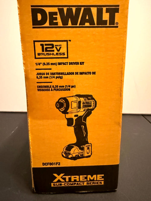 DEWALT DCF801F2 XTREME 12V MAX Brushless 1/4-In Impact Driver Kit