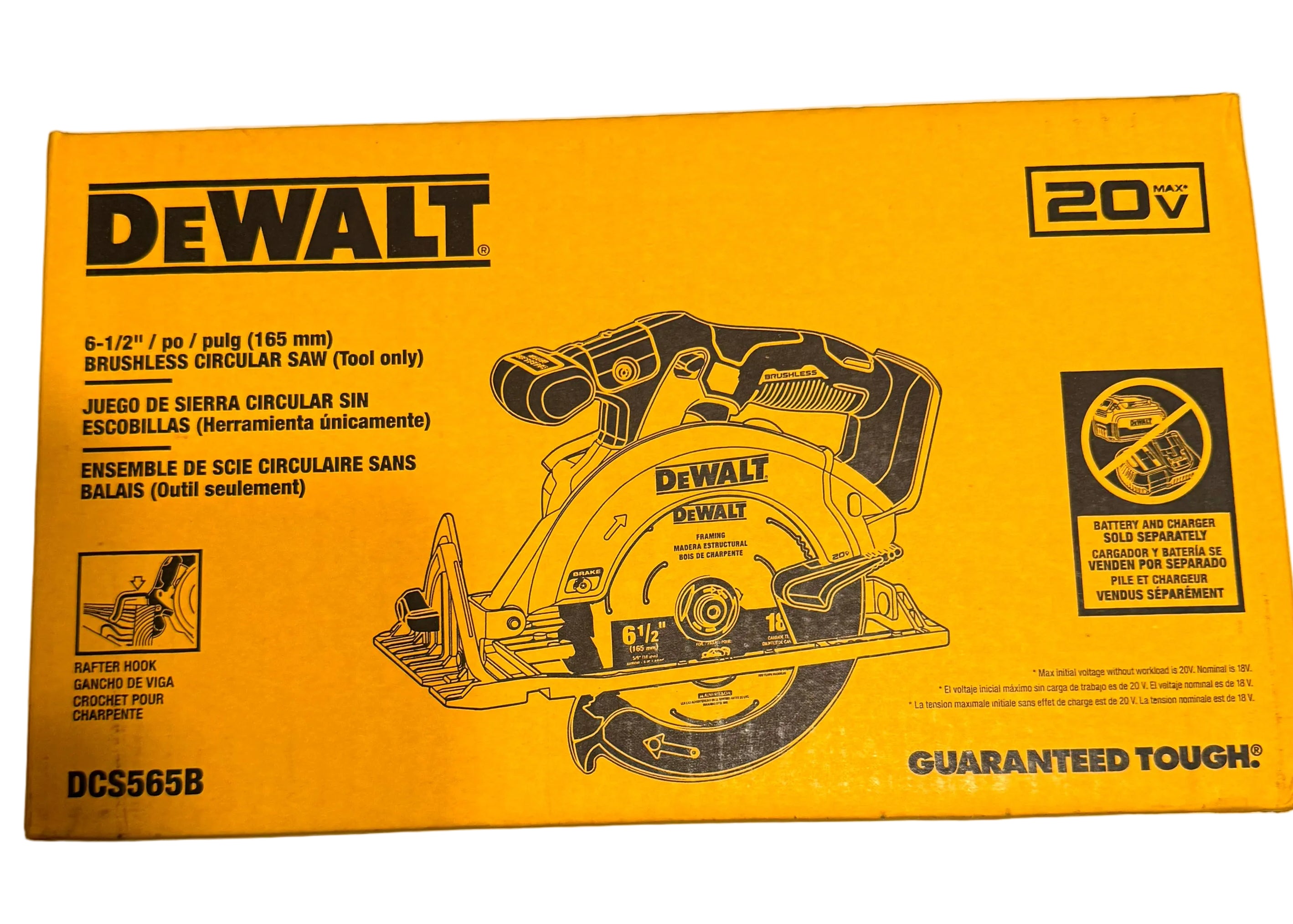 DEWALT DCS565B 20V MAX XR Brushless 6-1/2 in. Circular Saw
